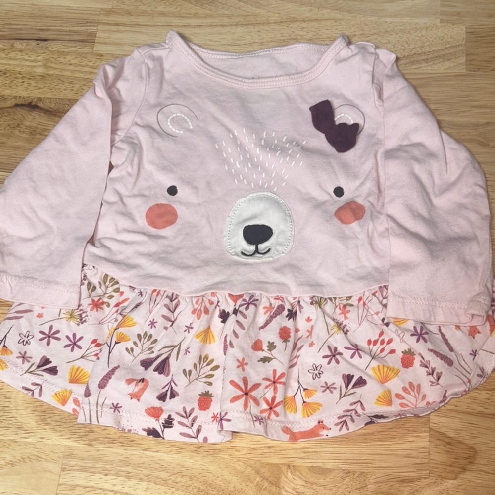Pink Bear Design Girls Shirt by First Impressions (3-6 Months)